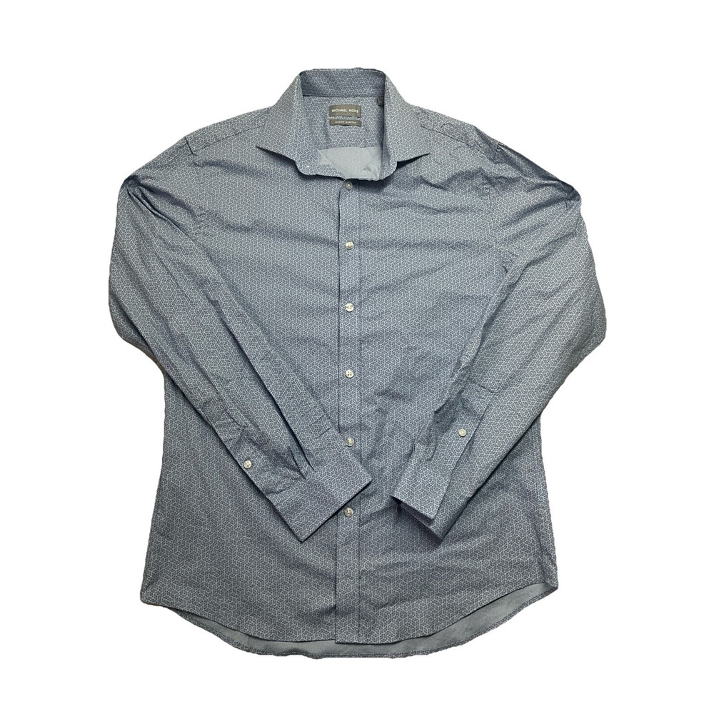 Michael Kors Mens Blue Long Sleeve Full Buttoned Up Shirt‎ Size 16 L